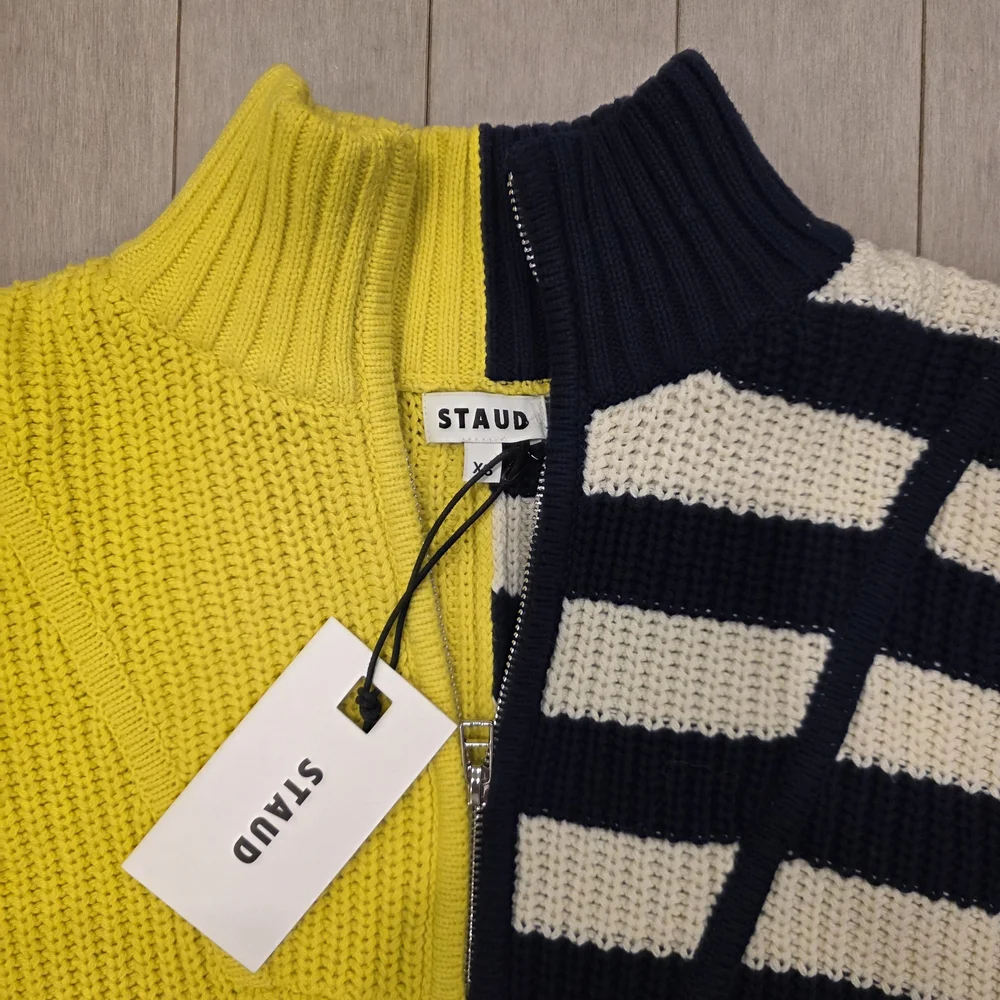 STAUD Yellow and Navy Striped Sweater - Picture 2 of 5